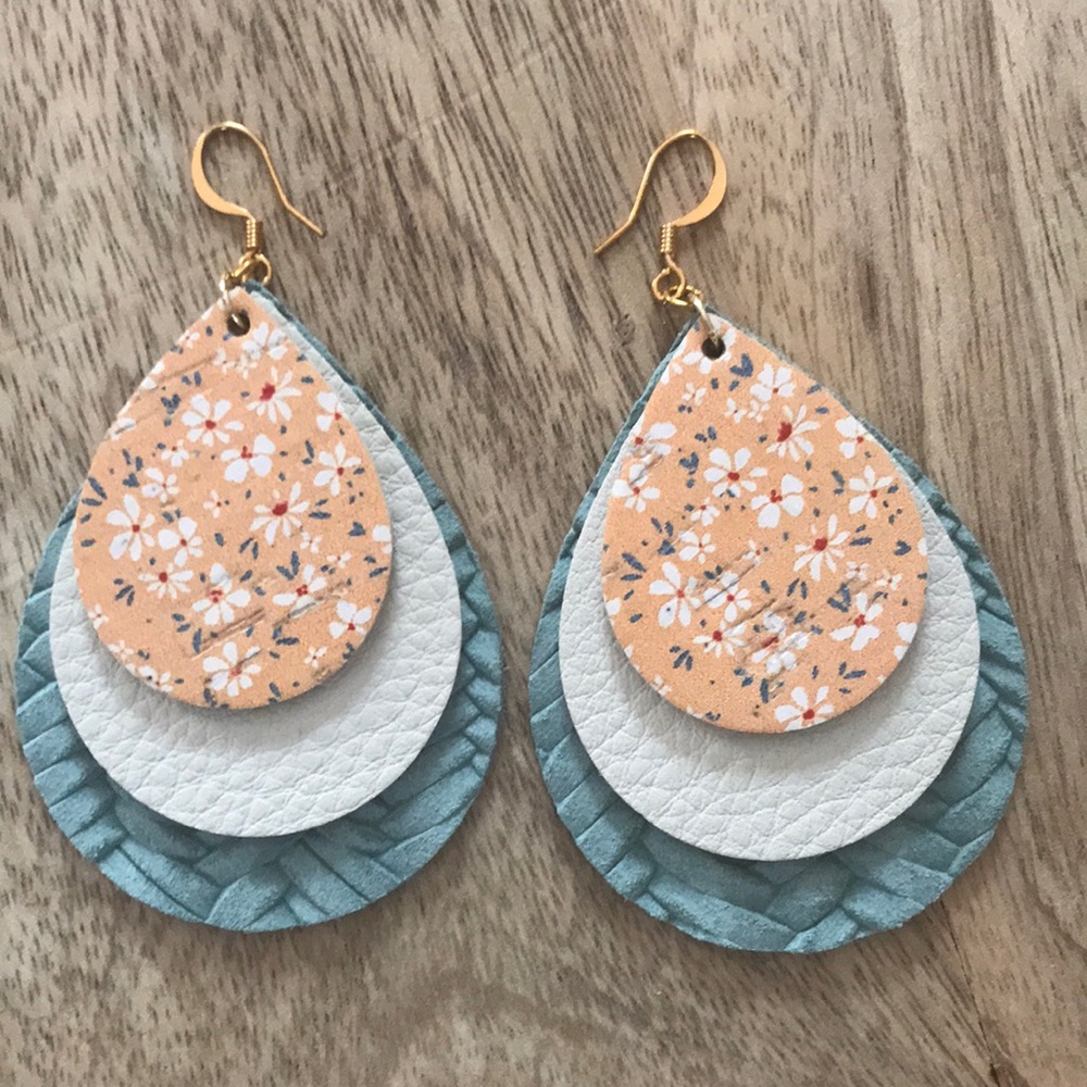 Layered Leather Earrings